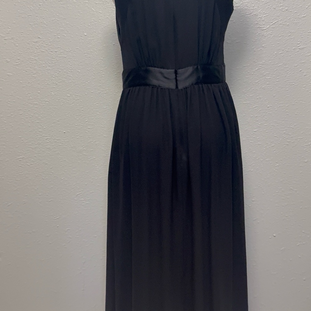 Kate Spade Black 100% Silk Chiffon Halter Gown Dress with Satin Bow - Picture 7 of 12